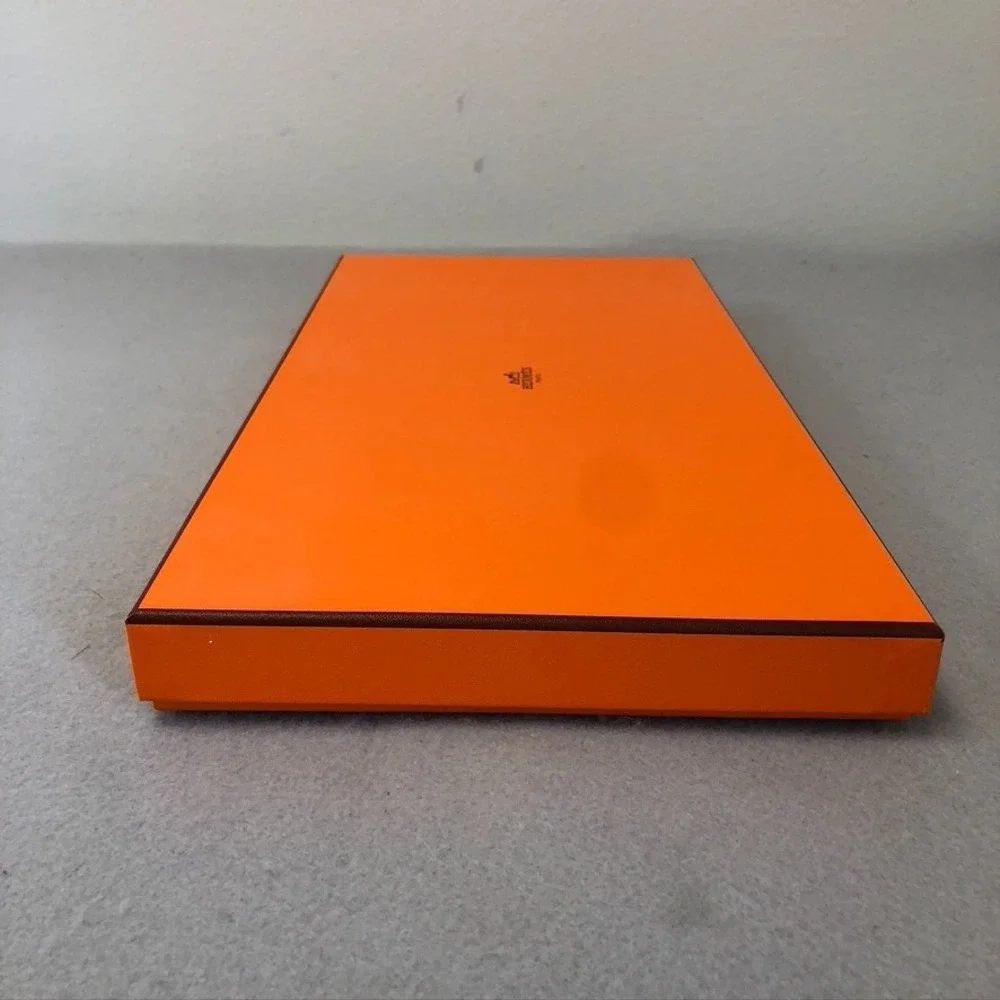 Authentic Hermes Orange Storage Gift Box Empty 14.5x7.5x1.5 Small Rectangle